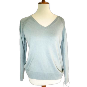 GAP V-Neck Sweater, Light Blue/Green (size: S)